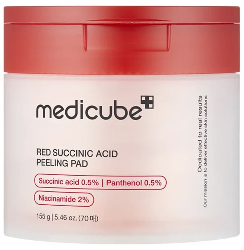 LENÇOS ESFOLIANTES MEDICUBE RED SUCCINIC ACID PEELING – 155G (70 UNIDADES)