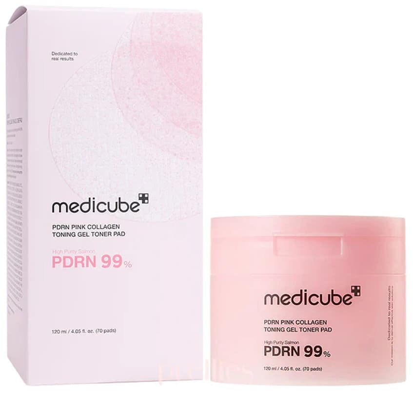 ALMOFADA TÔNICA MEDICUBE PDRN PINK COLLAGEN GEL TONER (70 UNIDADES)